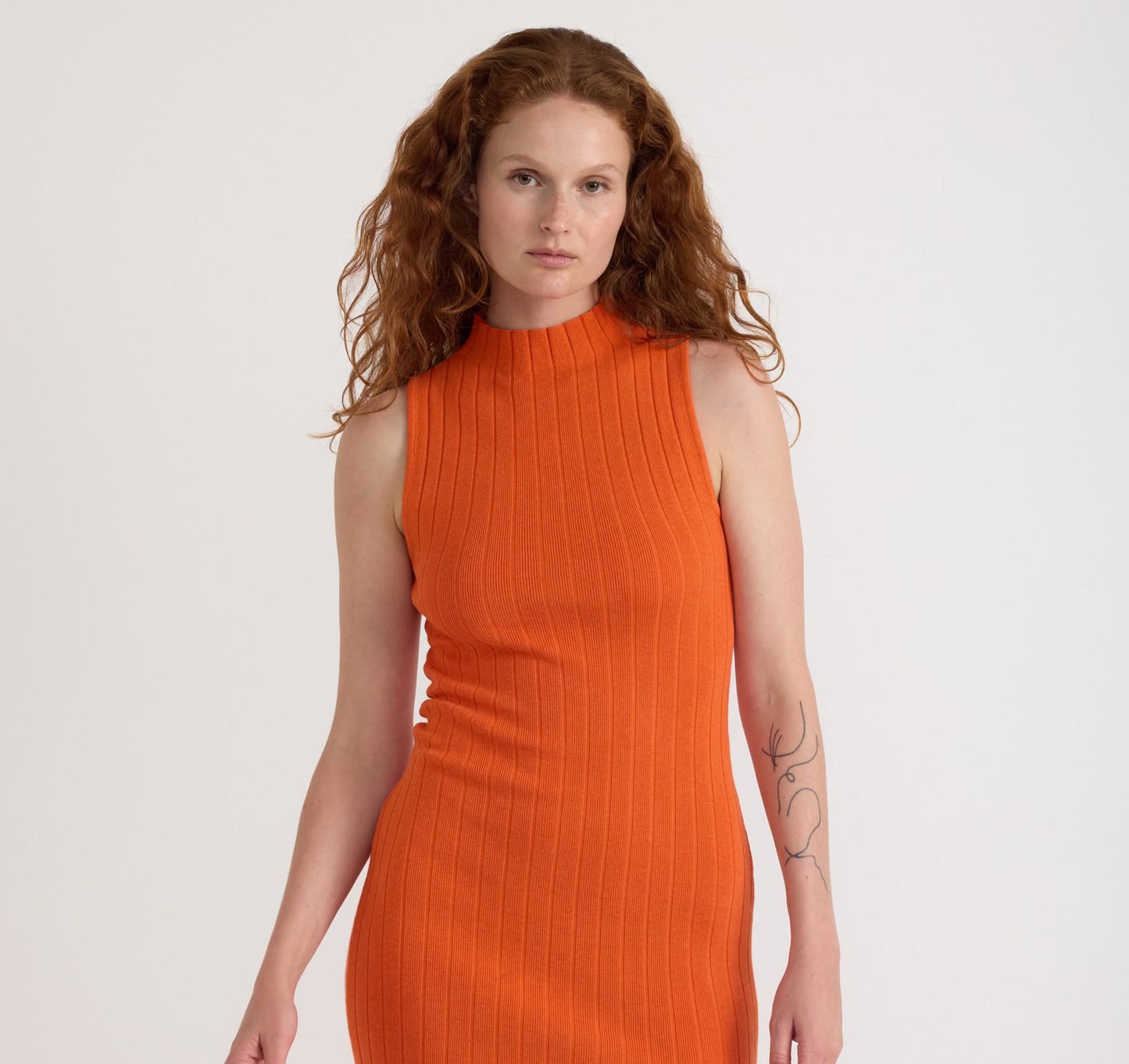 Soft Knit Rib Mock Neck Dress