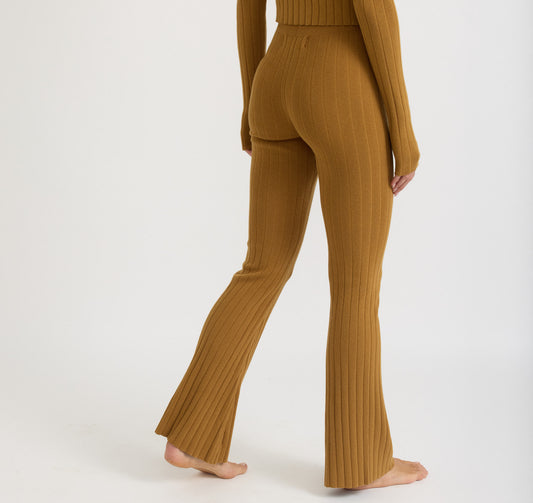 Soft Knit Rib High-Rise Flare Pants