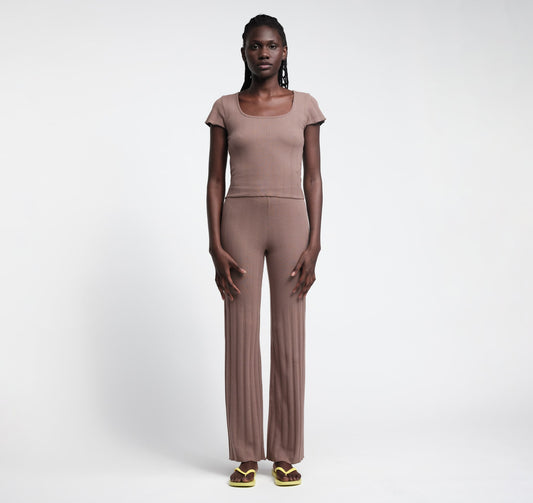 Pointelle Straight Leg Pants