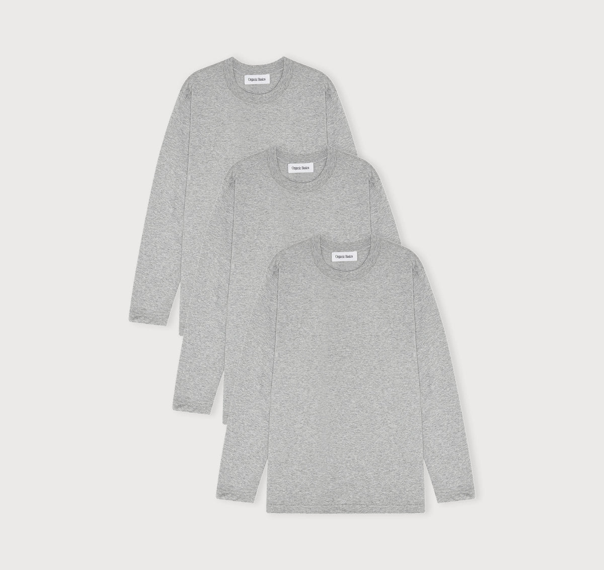 True Boxy Fit Long Sleeve Tee 3-Pack - Grey Melange – organic cotton