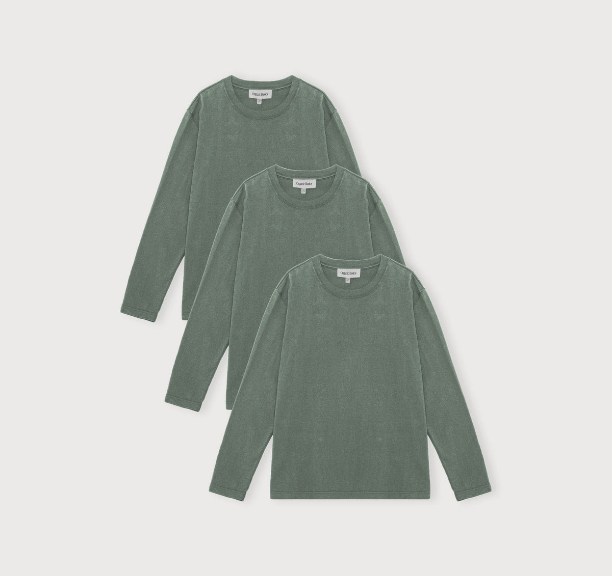 True Boxy Fit Long Sleeve Tee 3-Pack - Seaweed – organic cotton