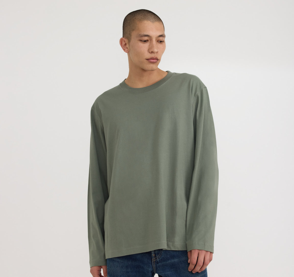 True Boxy Fit Long Sleeve Tee 3-Pack - Seaweed – organic cotton – view 2