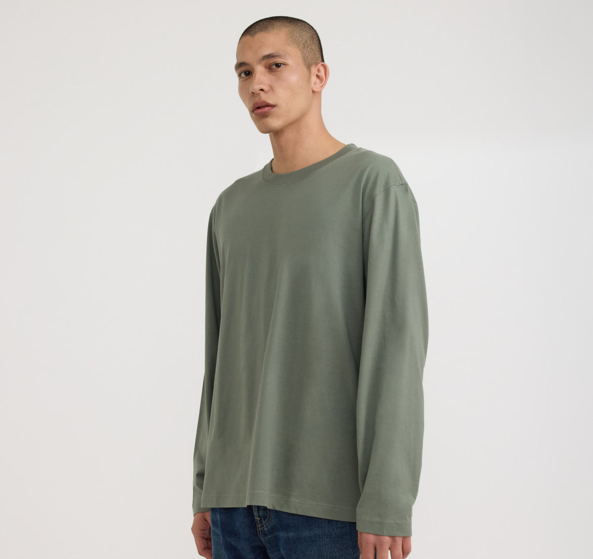 True Boxy Fit Long Sleeve Tee 3-Pack - Seaweed – organic cotton – view 3
