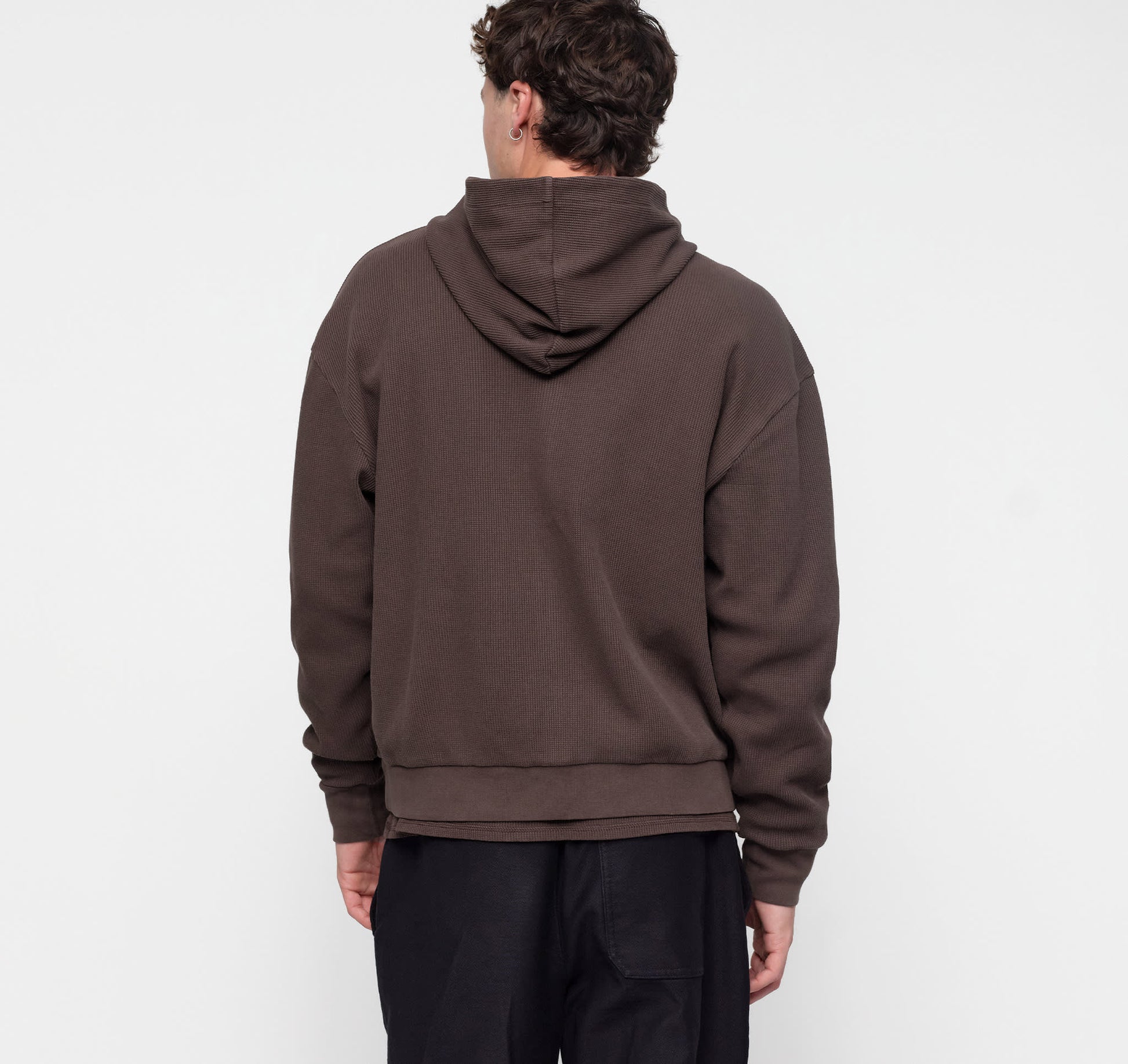 Waffle Zip Hoodie - Truffle – organic cotton – view 4