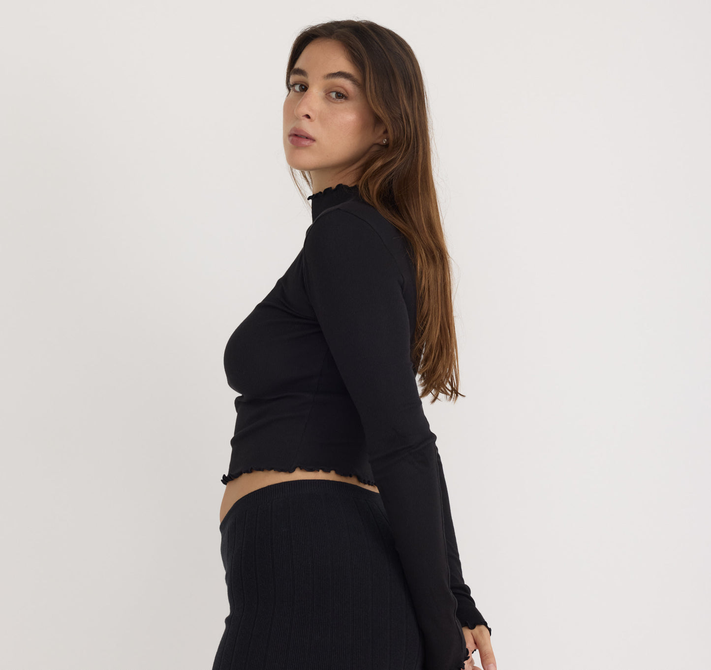 Core Rib Mock Neck Long Sleeve Tee