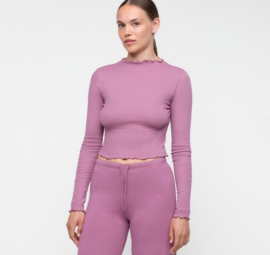Core Rib Mock Neck Long Sleeve Tee