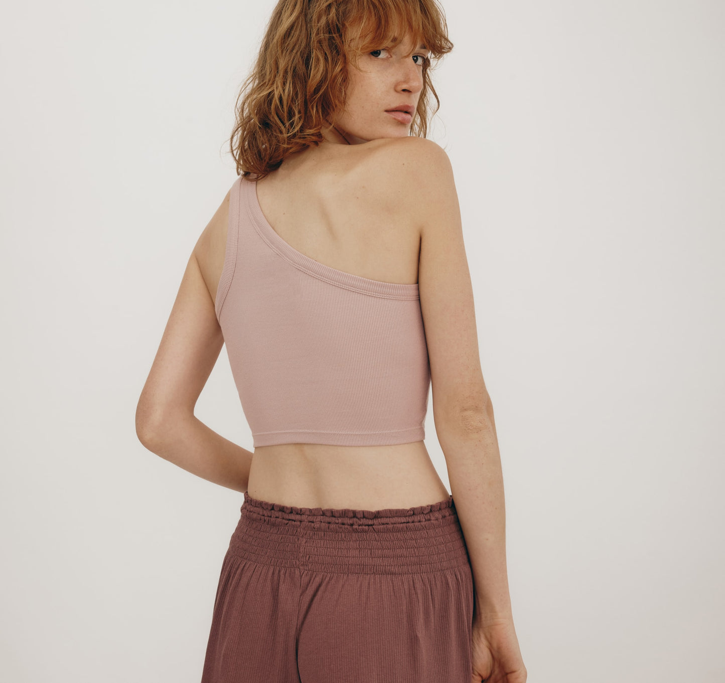 Core Rib One Shoulder Crop Top