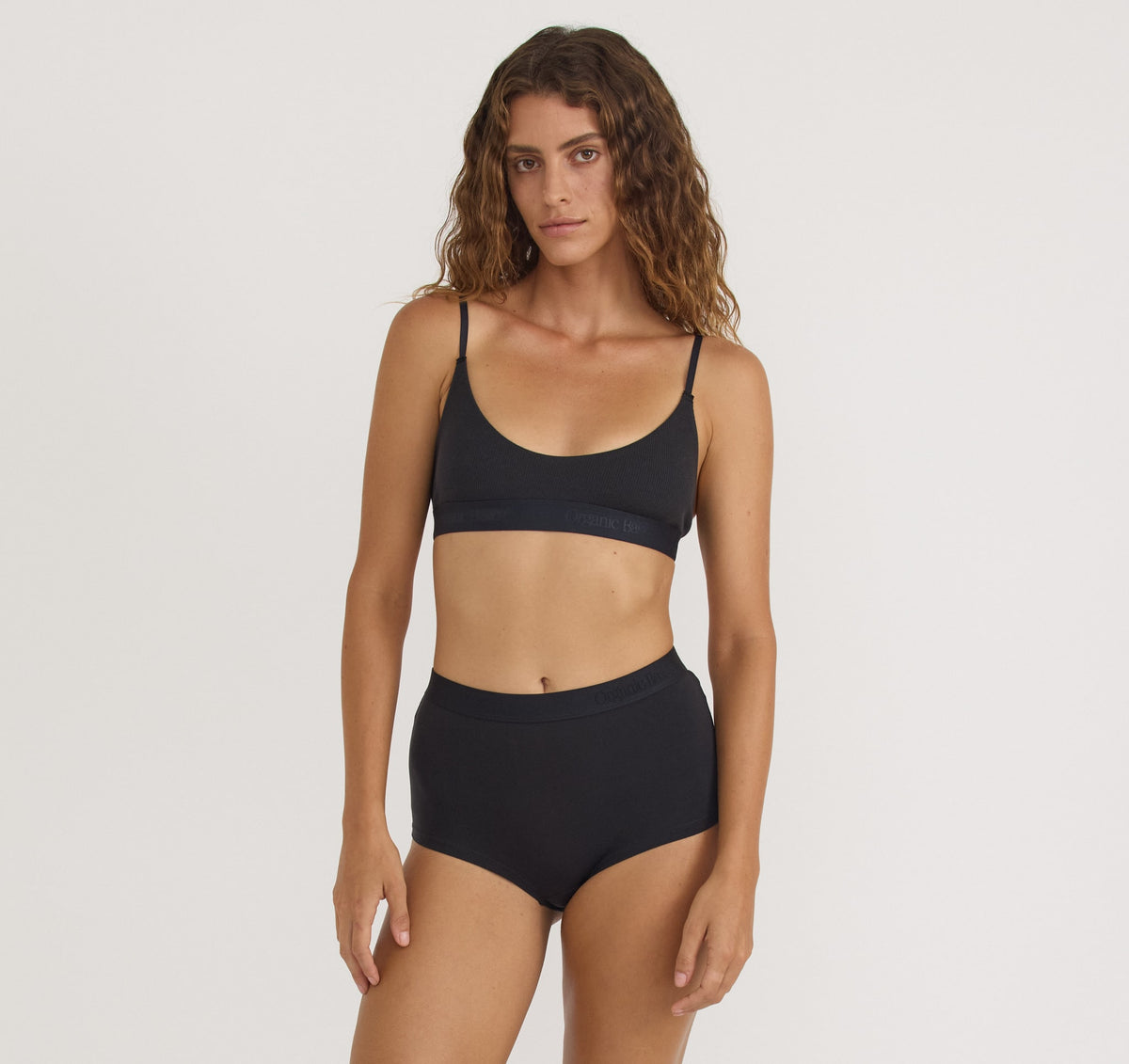 Core Rib Open Back Scoop Bralette 2-Pack - Black / Petal Pink – organic cotton – view 3
