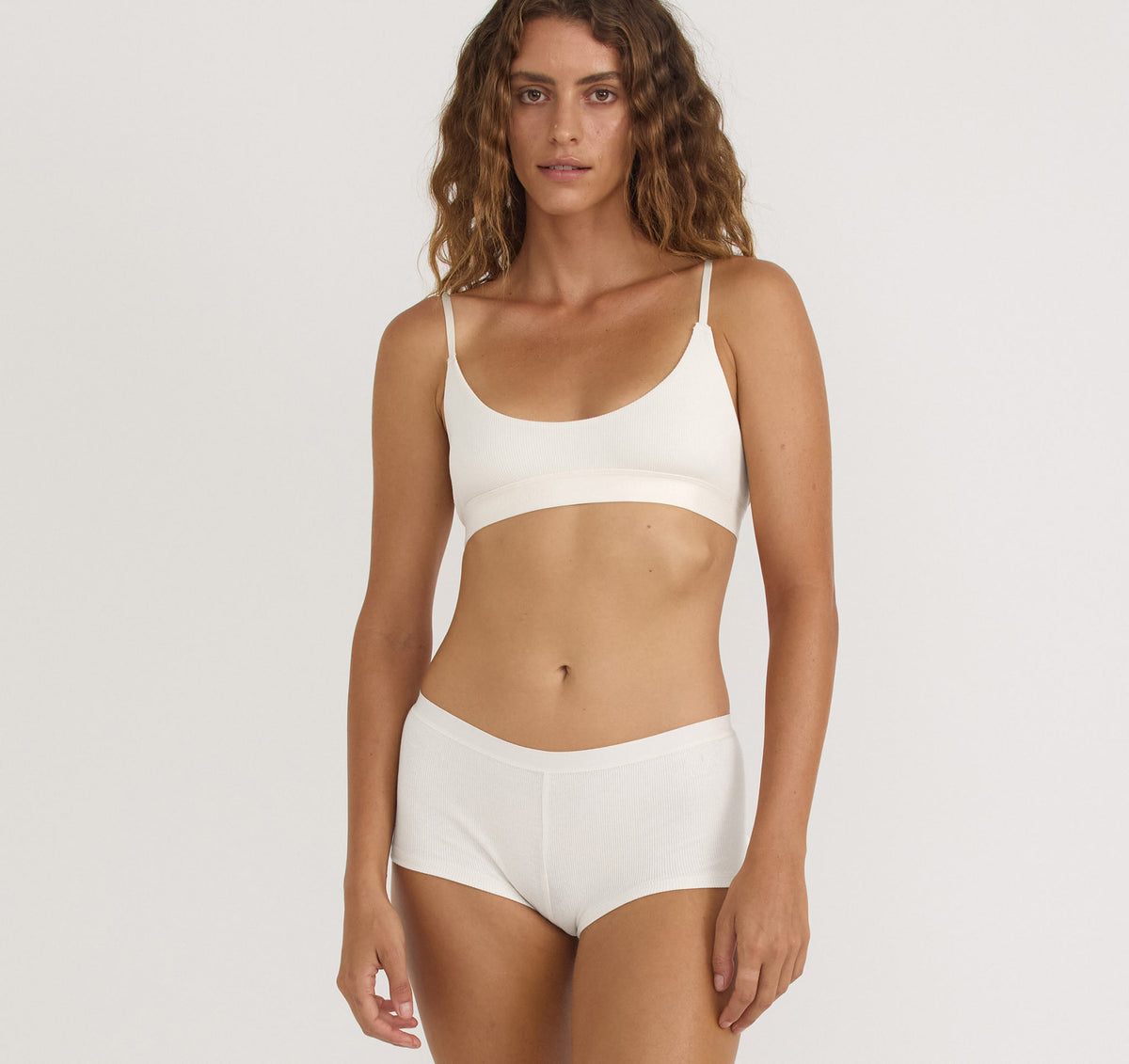 Core Rib Open Back Scoop Bralette 2-Pack - White – organic cotton – view 2