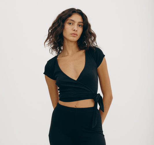 Core Rib Wrap Crop Top