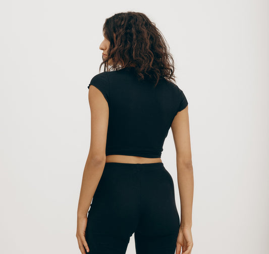 Core Rib Wrap Crop Top