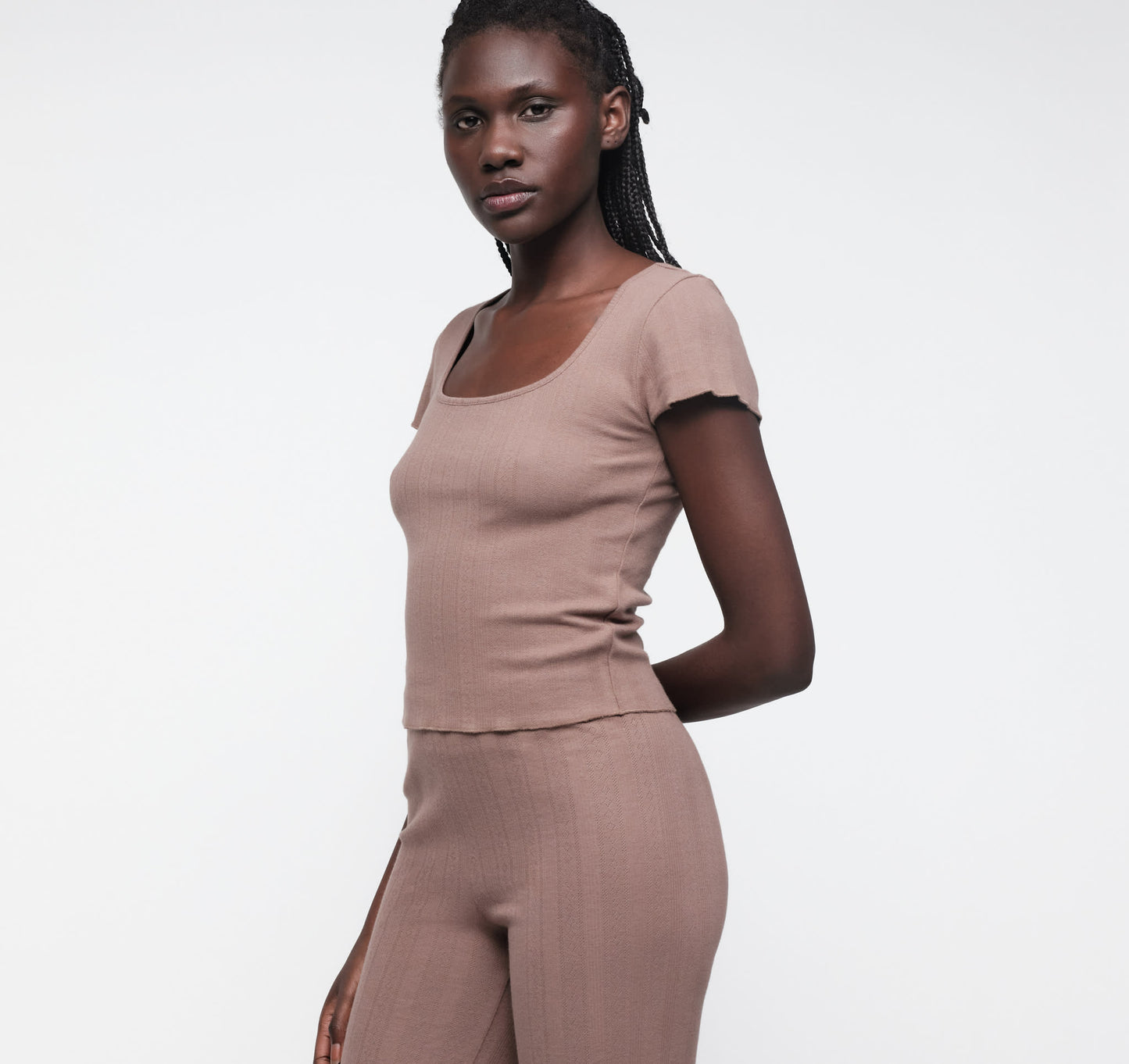 Pointelle Square Neck Tee