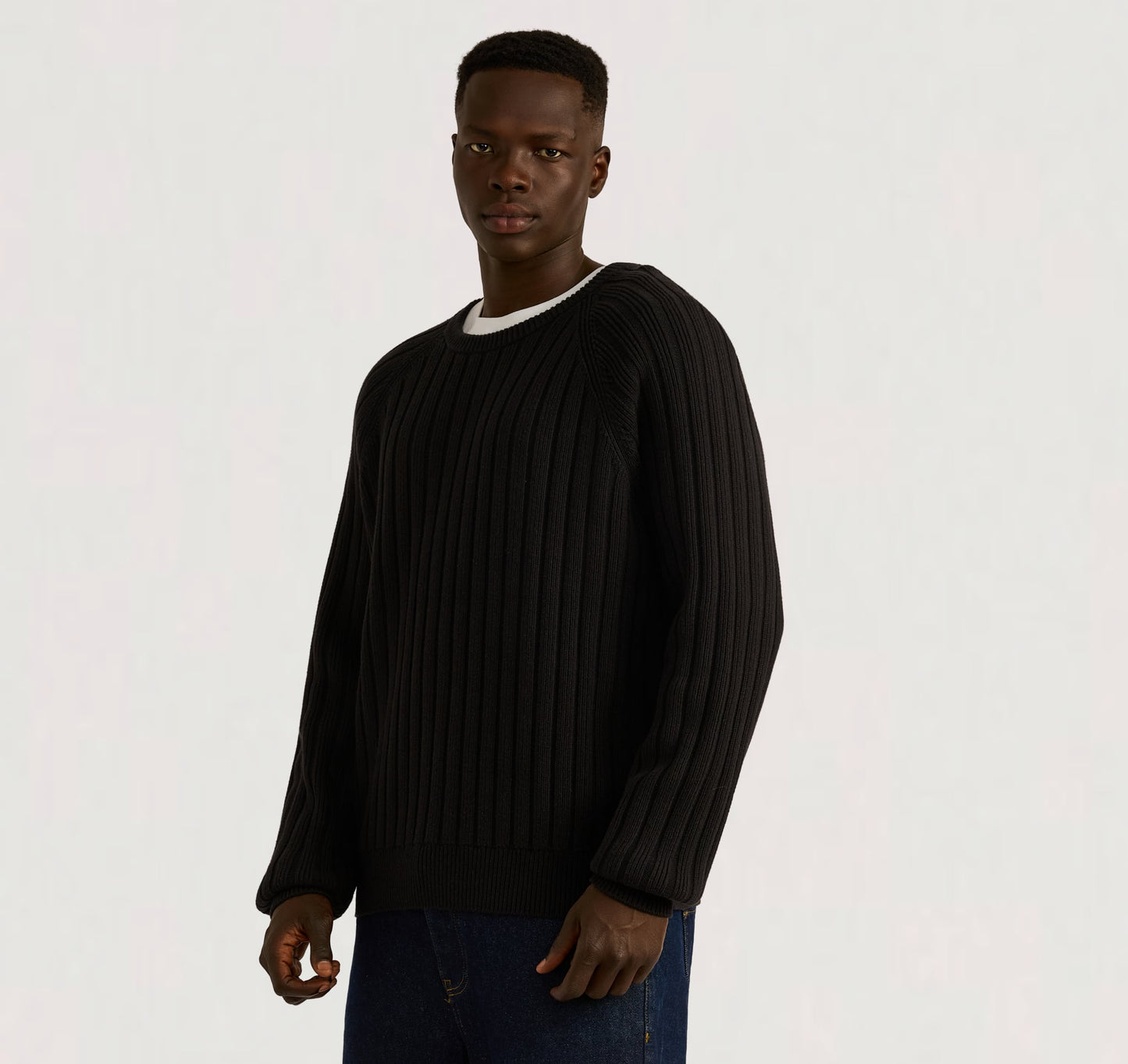 Soft Knit Rib Raglan Sweater