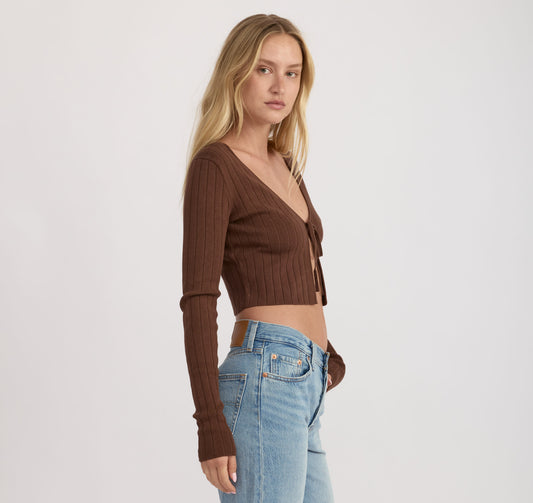 Soft Knit Rib Tie Cardigan