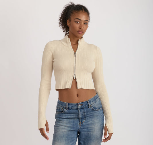 Soft Knit Rib Track Jacket