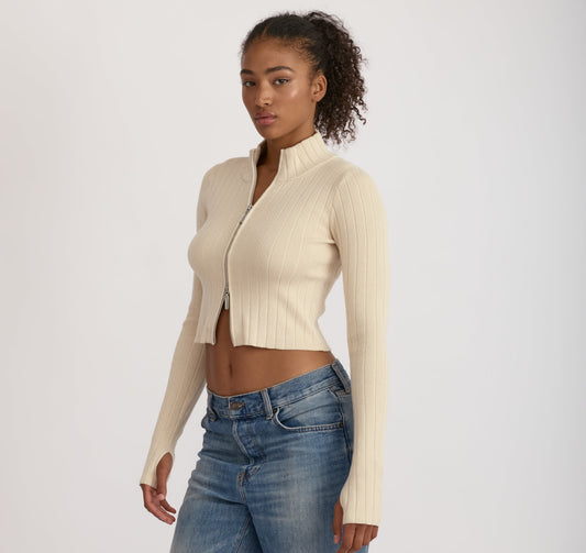 Soft Knit Rib Track Jacket