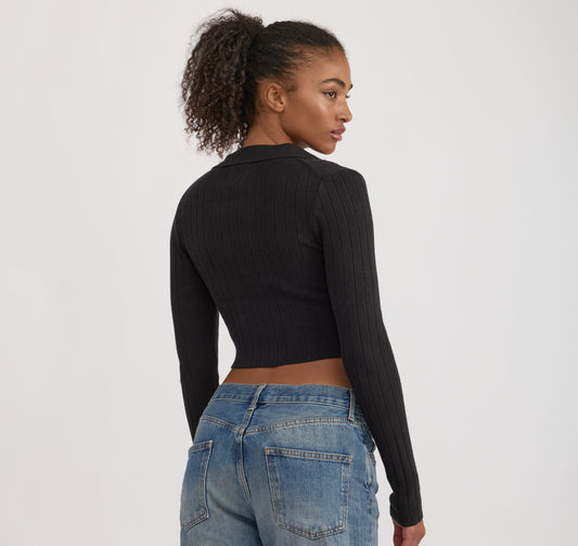 Soft Knit Rib V-Neck Polo