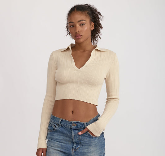 Soft Knit Rib V-Neck Polo