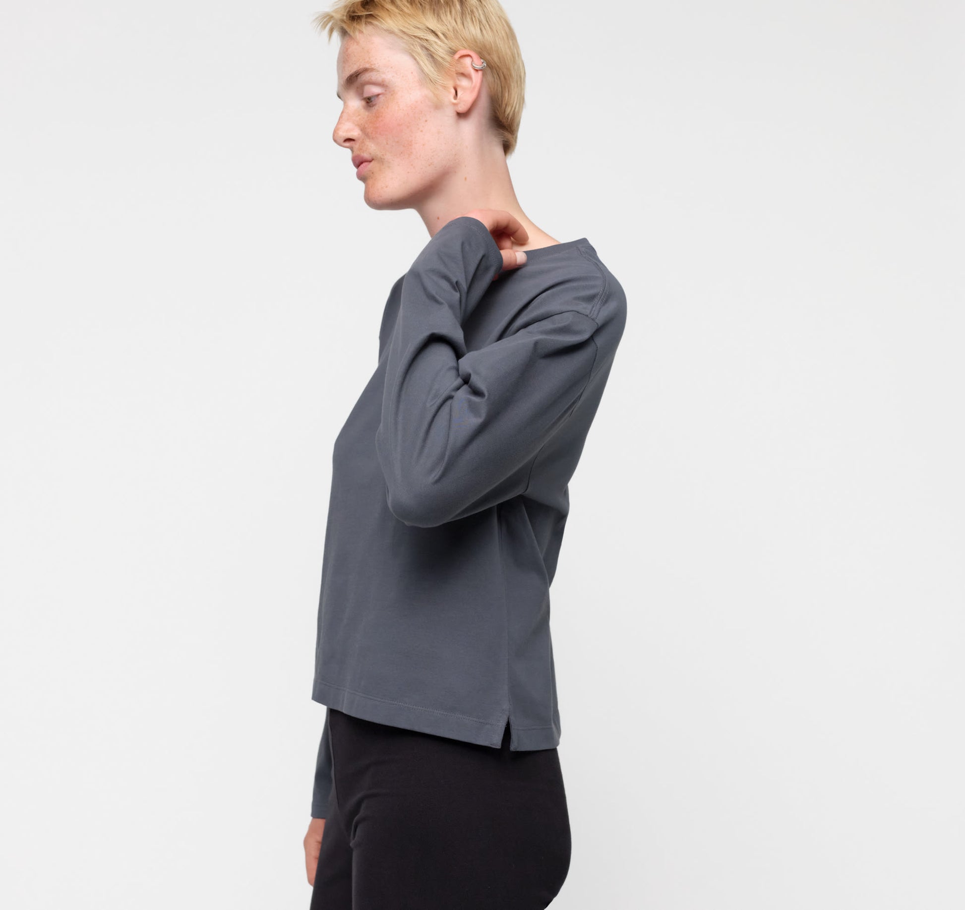 True Heavy Long Sleeve Tee - Thunder – organic cotton – view 3