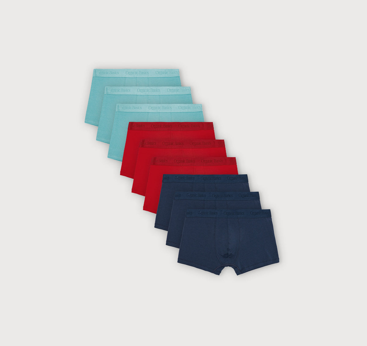 Core Trunks 9-Pack - Air / Cherry Red / Midnight Blue – organic cotton