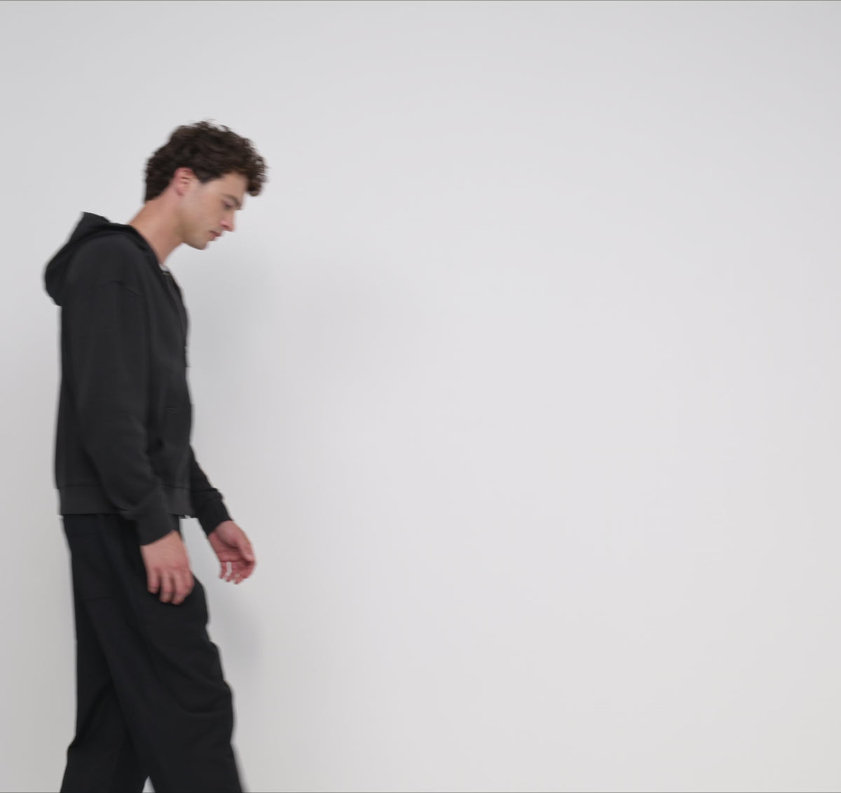 Waffle Zip Hoodie - Black – organic cotton – view 5