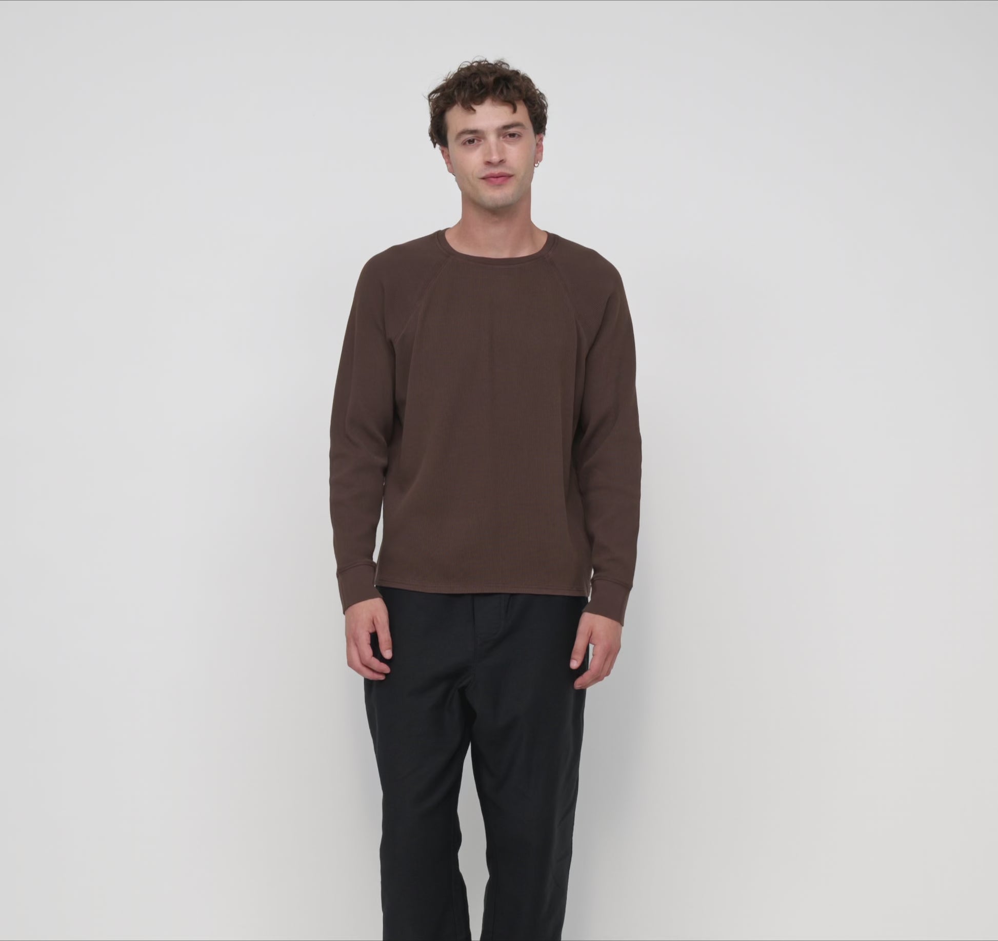Waffle Raglan Long Sleeve - Truffle – organic cotton – view 4