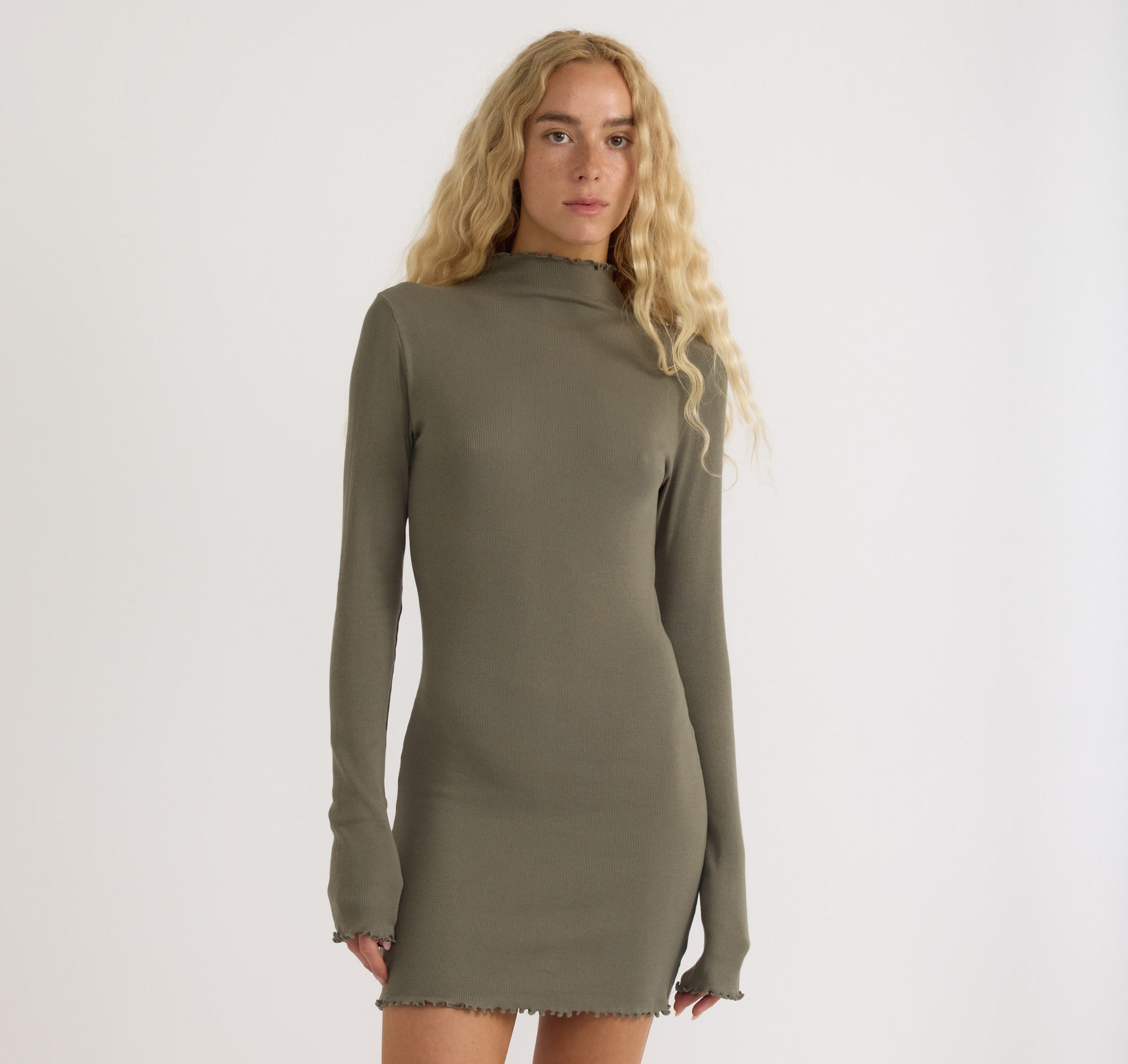 millie knit long sleeve turtleneck skater mini dress terne Long Sleeve Turtleneck Mini Dress | Black | Size S